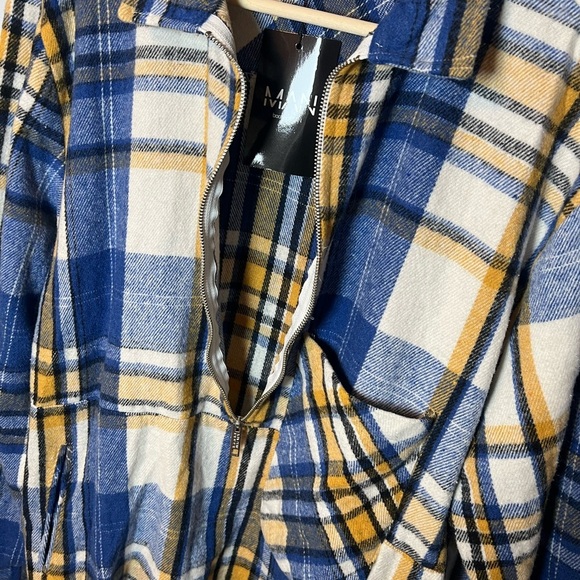 BoohooMAN 1/2 Zip Pullover Flannel Shirt Men’s L Heavy Brushed Overshirt Jacket - Picture 13 of 13